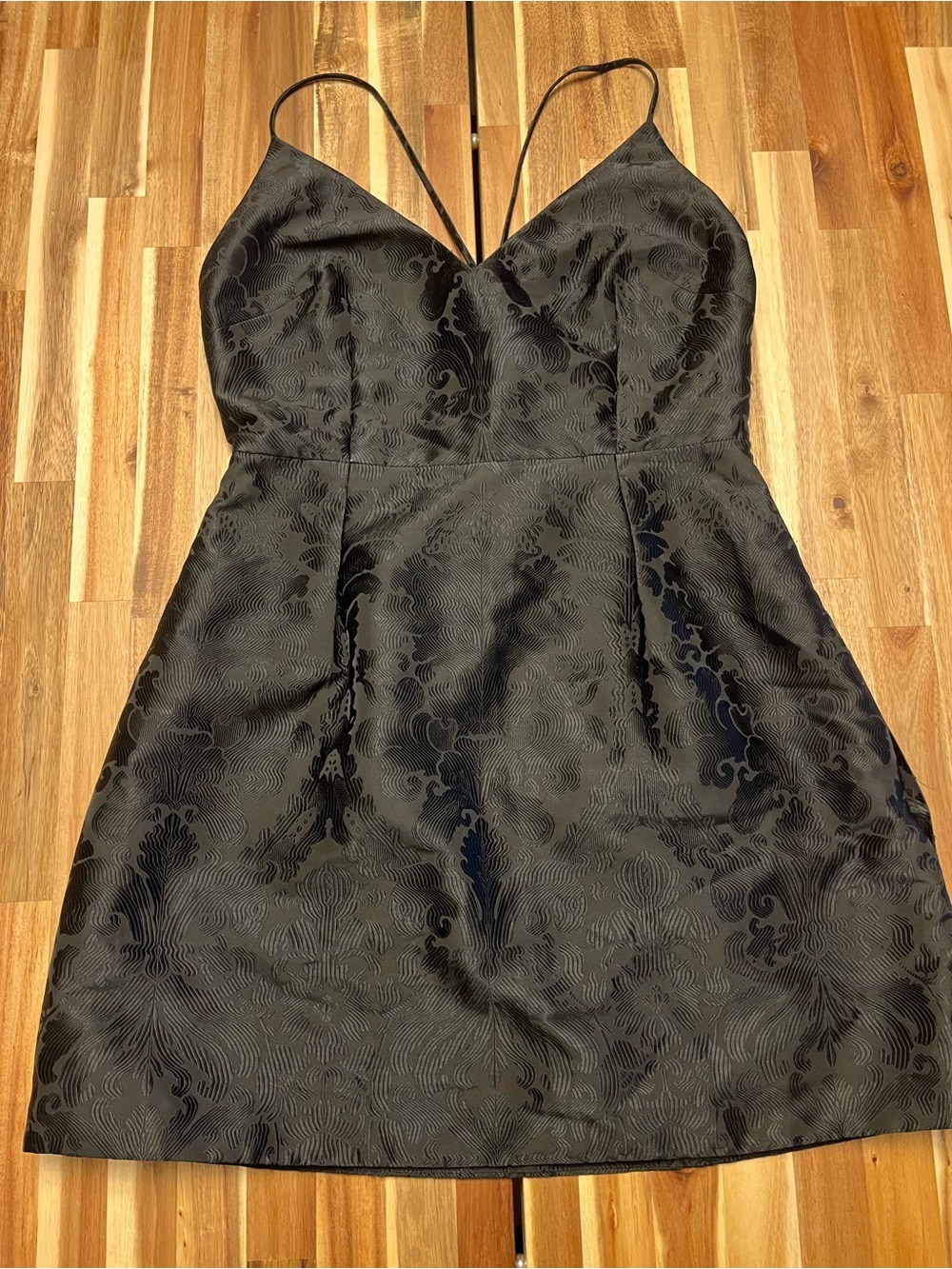 Free People Queen of Hearts Black Floral Jacquard Mini Dress